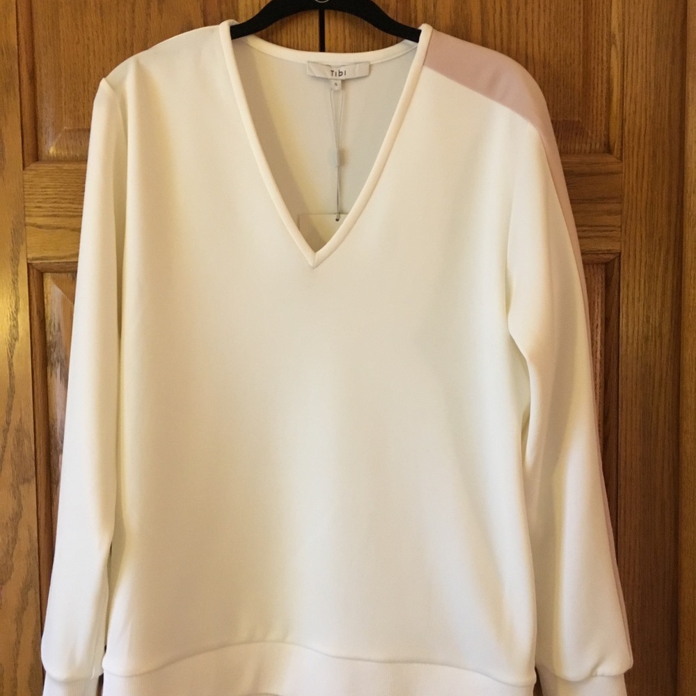 Tibi Pullover - Ivory w/ Blush stripe